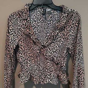 Long Sleeved Leopard Print Blouse